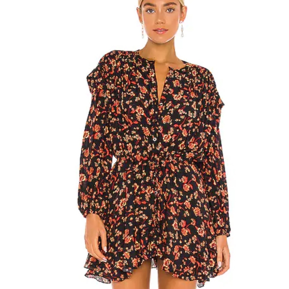 Free People “Flower Fields” Long Sleeve Mini Dress